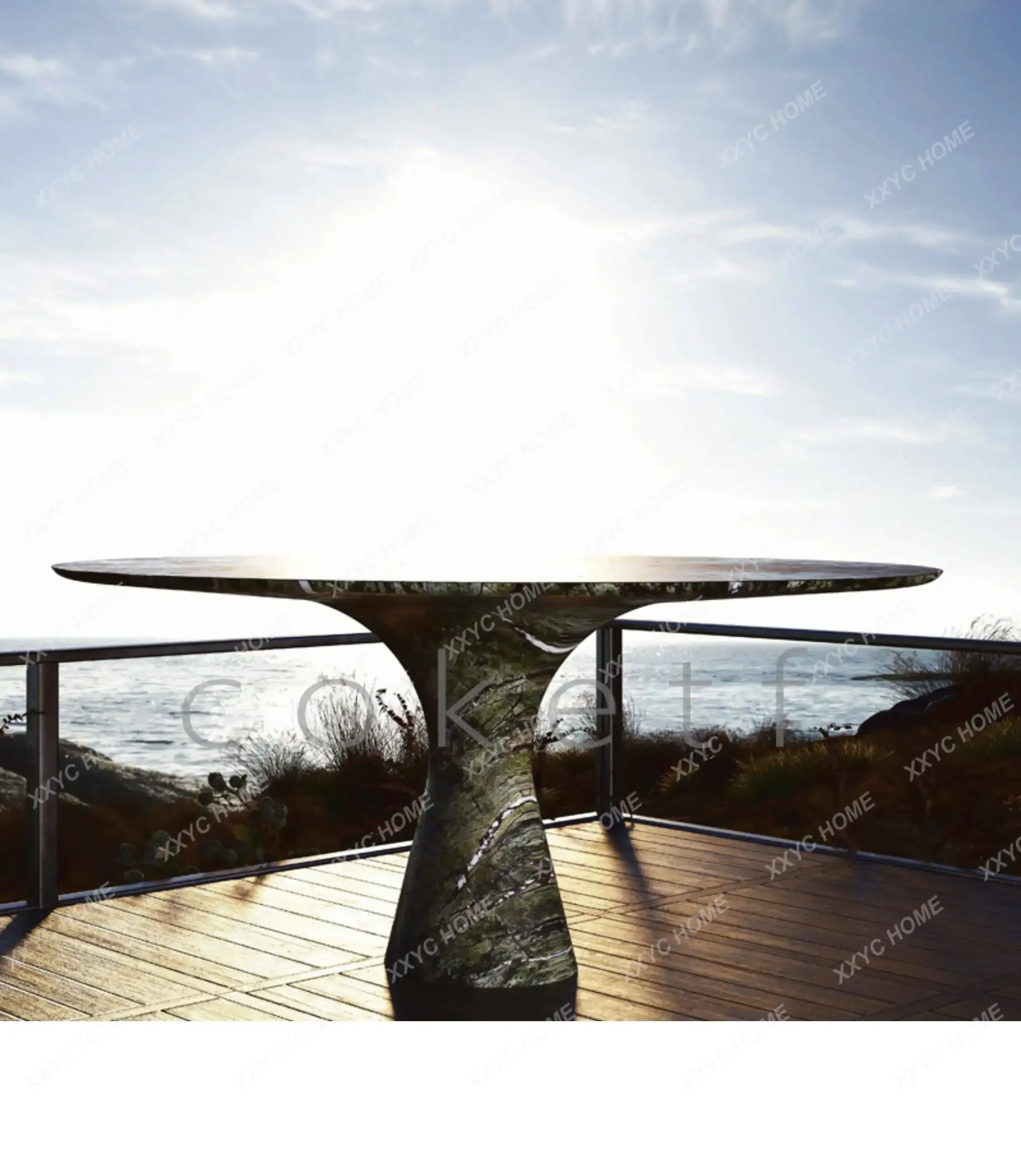 minimalist natural marble dining table round table designer high-end household table