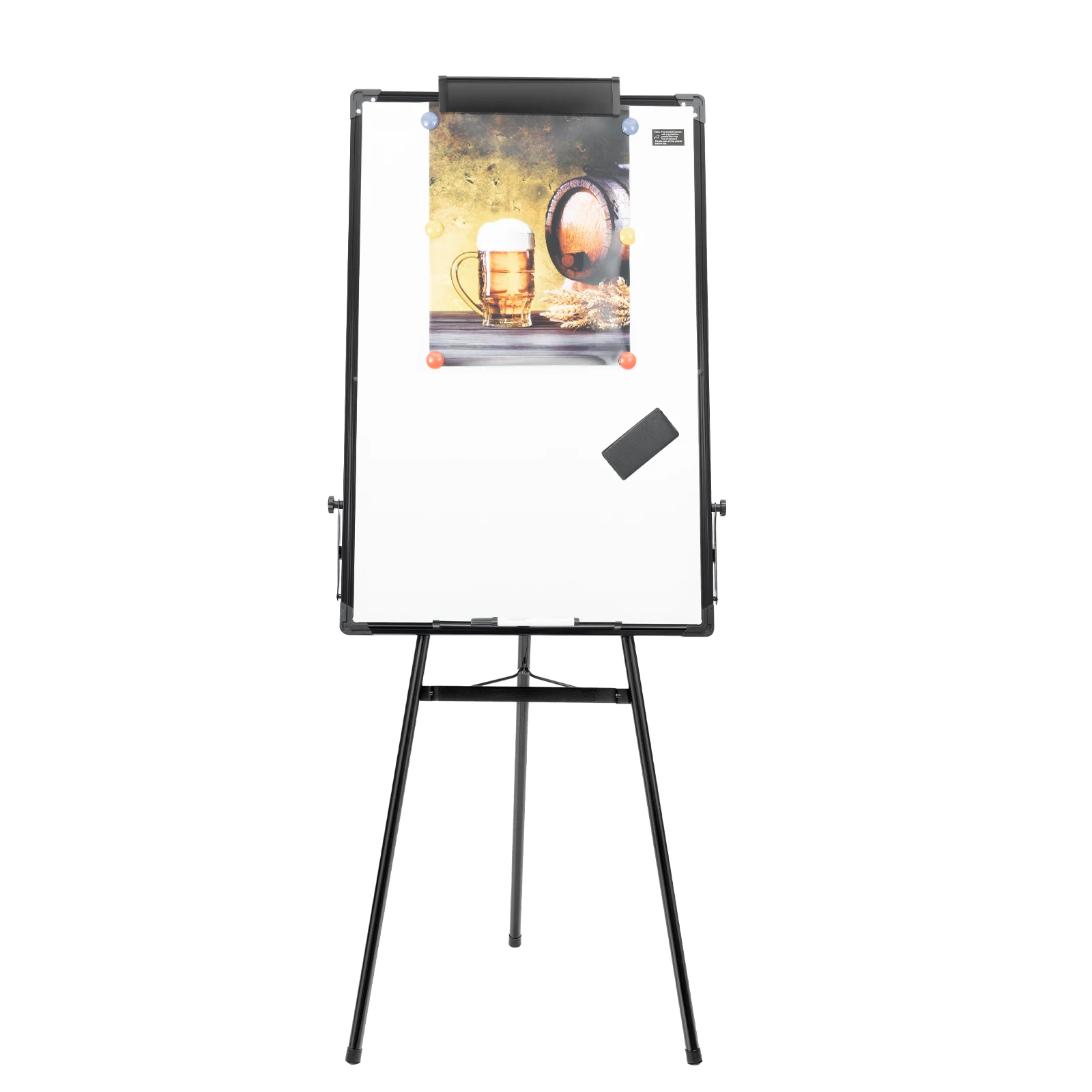 

36 x 24 Inches Magnetic Whiteboard Easel Black Portable Dry Erase Board Height Adjustable for School Office and Home