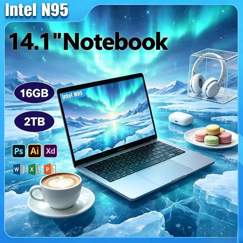 

Slim 14.1 Inch Laptop, Intel N95 Ensures Performance, 16GB/32GB RAM, Win11 OS, Reliable and Practical Device for Daily Scenarios