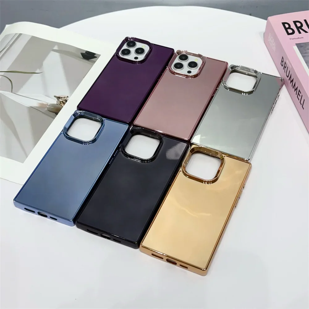 Fashion Bling Mirror Case for iPhone 12 13 14 15 Pro Max 15 Plus iPhone 11 Soft TPU Shockproof Electroplate Cover for iPhone15