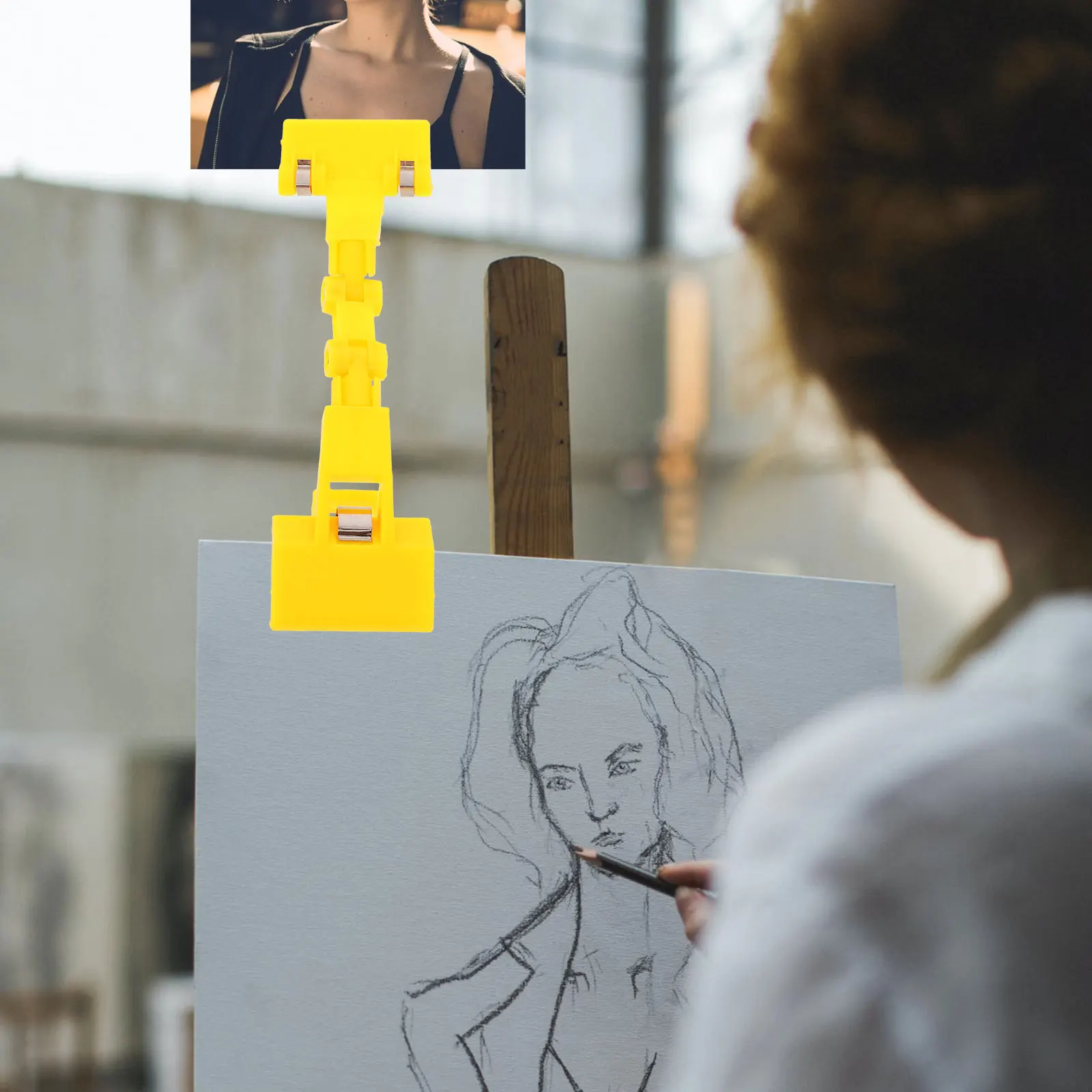 

2Pcs Multifunctional Sketch Board Clip Turnable Sturdy Photo Holders for Drawing Painting Message Holders Random Color