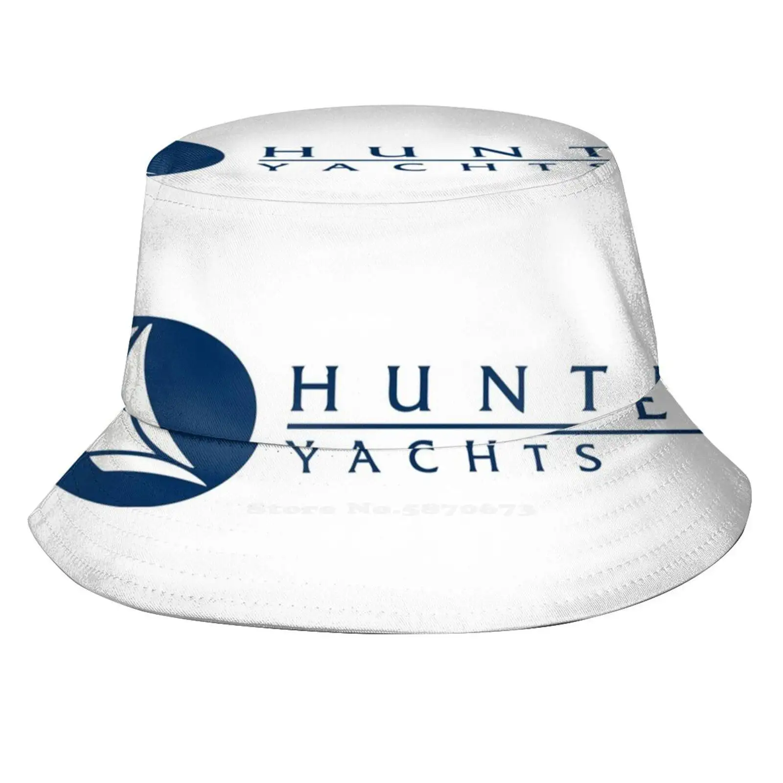 Hunter Yachts Flat Top Breathable Bucket Hats Yachts Catamarams Sailboat Ocean Caribbean Catamaran Pacific Luxury Leisure Logo