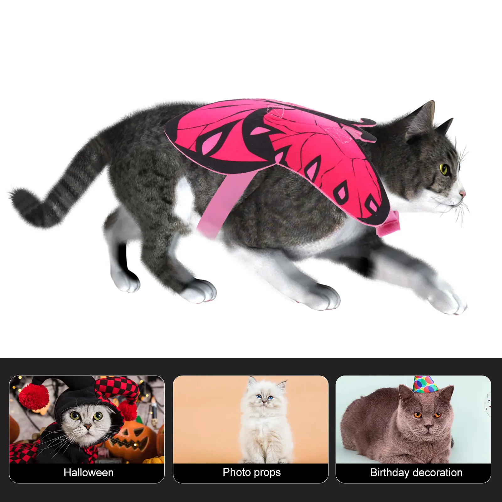 

Butterfly Print Halloween Cat Clothes Soft Comfortable Pet Garment Creative Cosplay Costume Party Festival Outfit