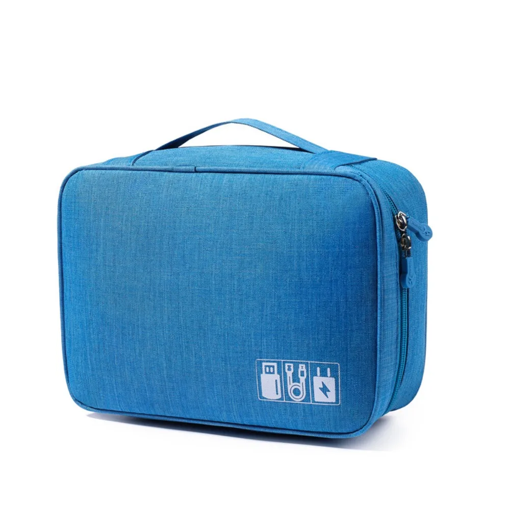 1 pc Large-capacity storage bag, multi-functional waterproof data cable, headphone bag, partitioned cosmetic bag, convenient tra
