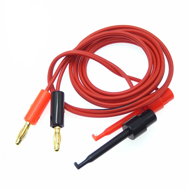 1 Pair 1M 4mm Banana Plug to electric Hook Clip Test Lead Cable Gold Plated For Multimeter Test Leads wire Connector red black