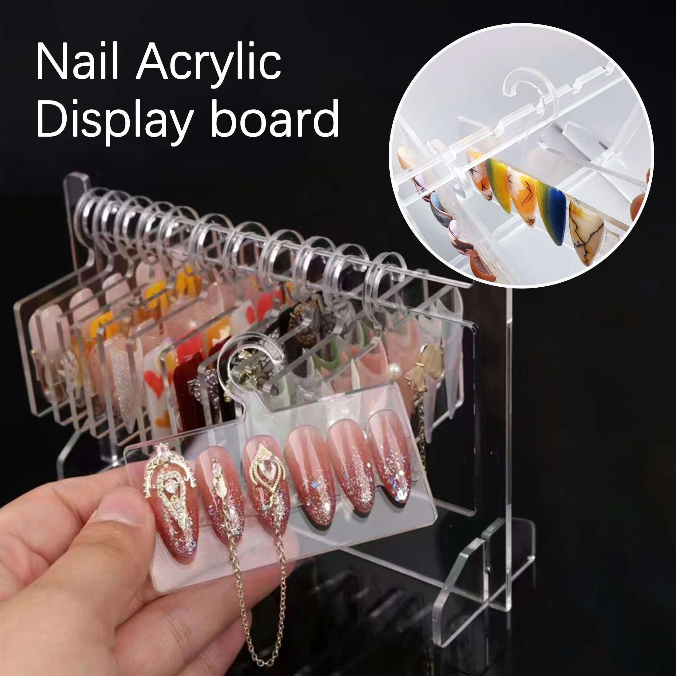 Nail Display Board Style Acrylic Color Card Works Modeling Template Desktop Sample Storage Hanger Tools Nail Art Tool