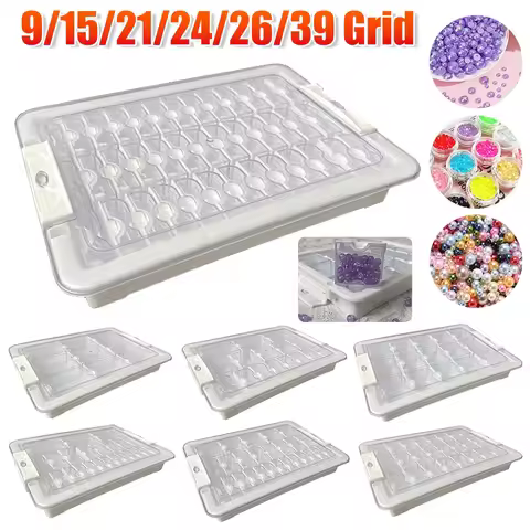 9/15/21/24/26/39 Grids Diamond Painting Bead Storage Organizer Box Plaid Jewelry Drill Container for Diamond Embroidery Tool Box