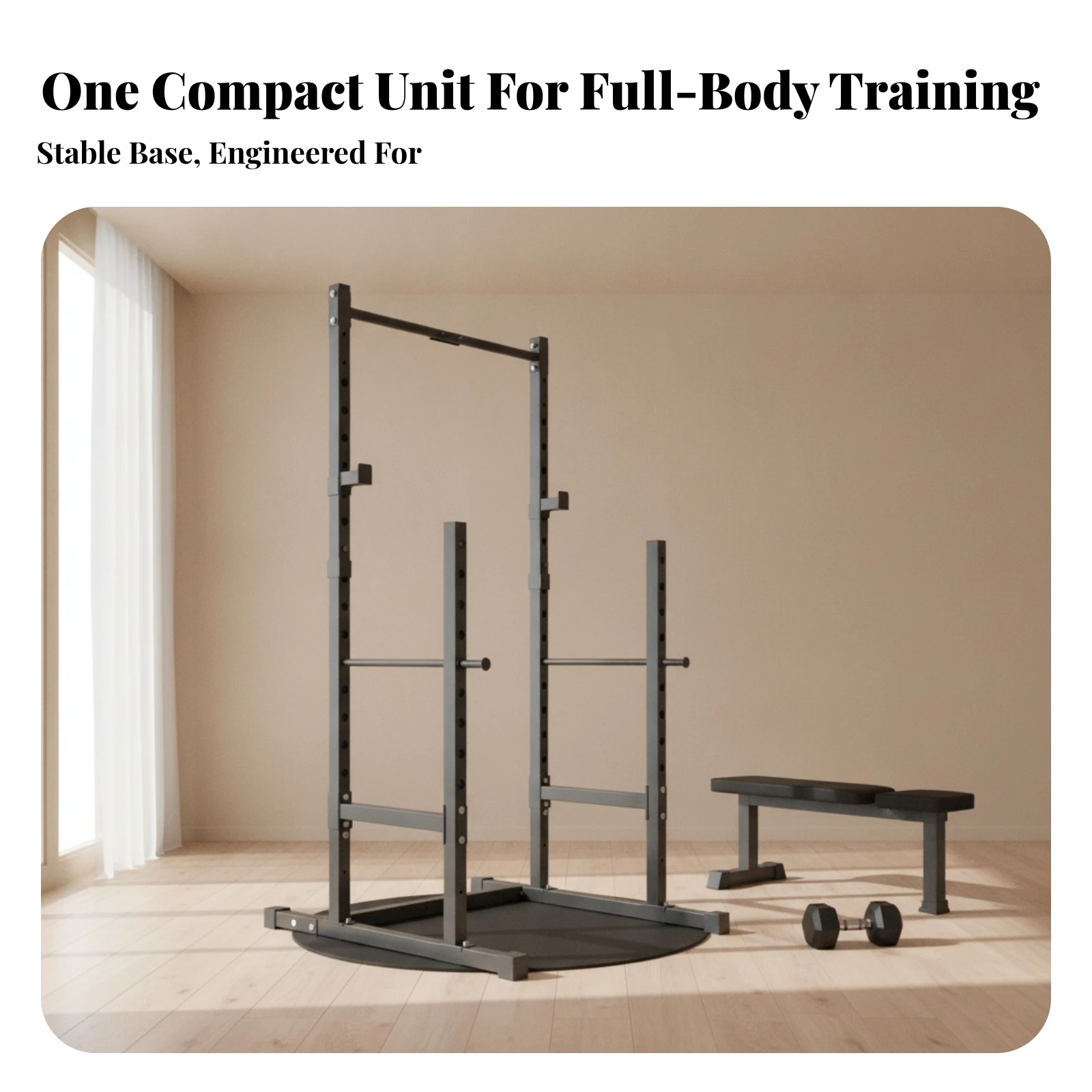 Squat Rack with Pull-up Bar Multifunctional Barbell Rack with Safety Catches Power Cage Non-Slip Fitness Equipment Space-Saving
