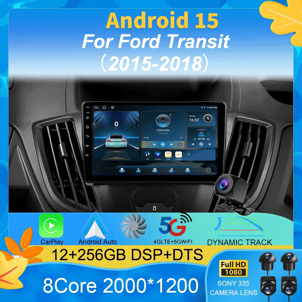 Car Radio Android 15 Auto For Ford Transit 2015 2016-2018  Central Multimedia Car Stereo Receiver GPS Navigation Autoradio