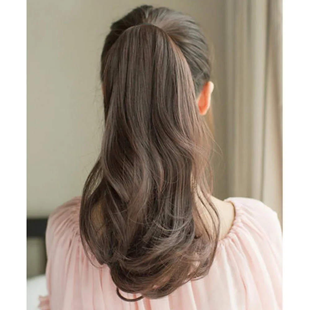 

Wig for women, synthetic ponytail, long wavy curls, Korean-style fashionable popular short pigtails, linen