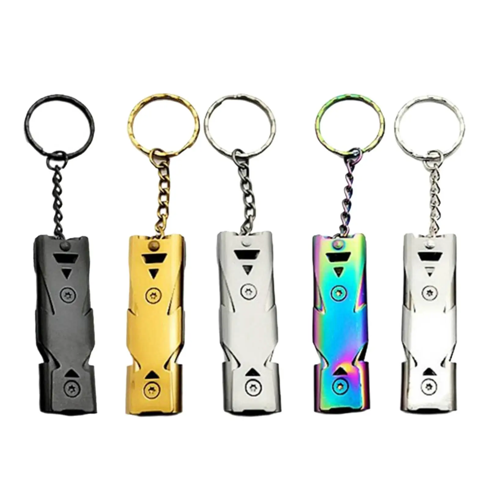 Stainless Steel Survival Whistle Mini Keychain Powerful Loud Sound for Outdoor Emergency Hiking and Boating