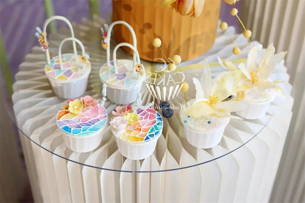 Wedding Folding Cylindrical Paper Exhibition Stand Dessert Stand Decoration Shopping Showcase Birthday Party Decoration Supplies