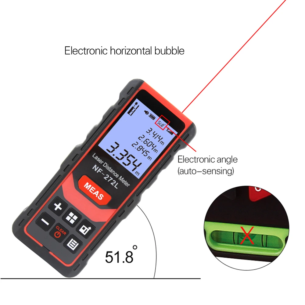 Noyafa NF-272L Laser Distance Meter 80M Rangefinder Tape Range Finder Measure Device Digital Ruler Test Tool