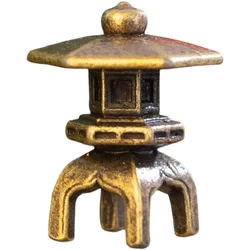 Copper Alloy Zen Stone Lantern Fish Tank Micro Landscape Decoration Figure Mini Bonsai Landscape Decoration Small Decoration