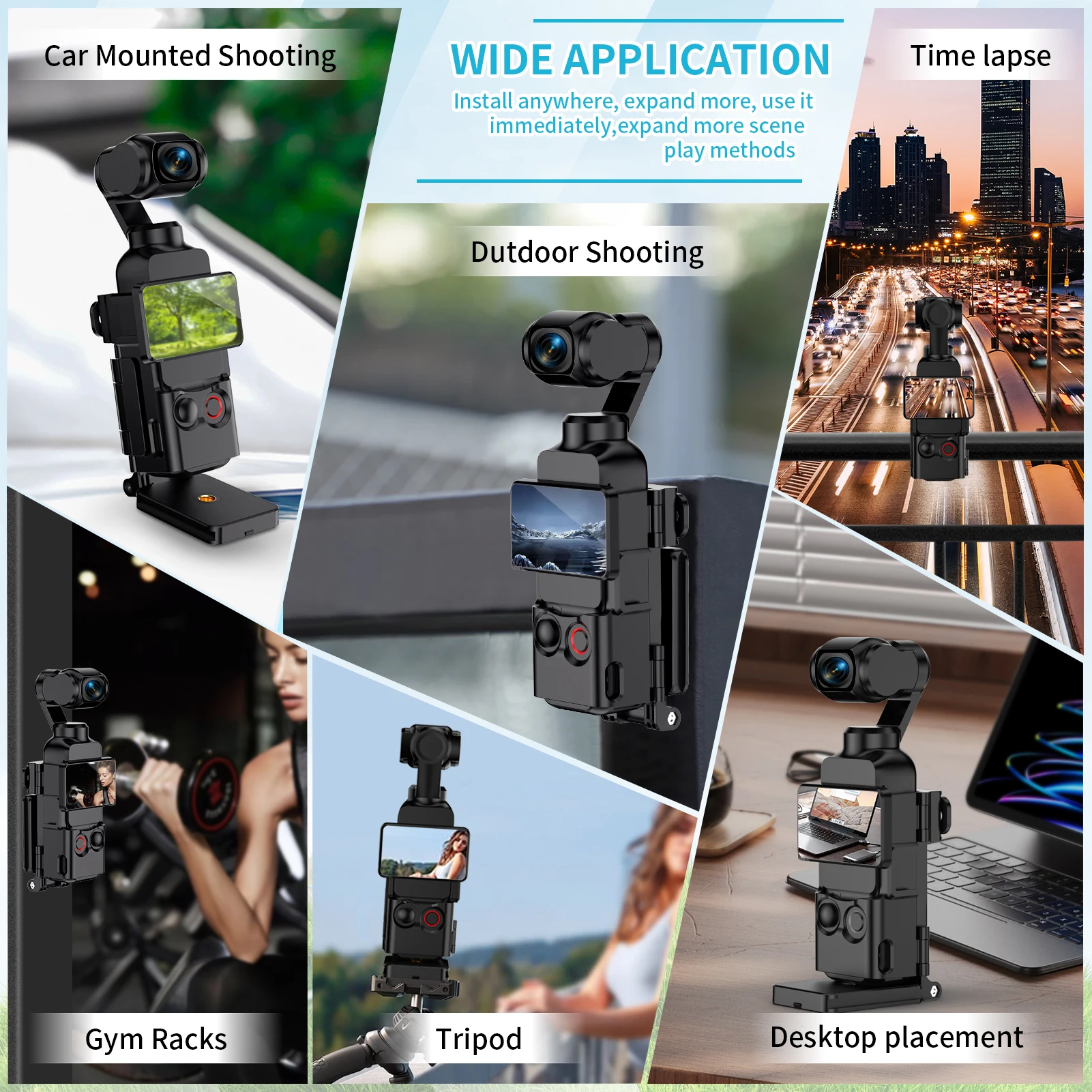 Ramka adaptera magnetycznego PK02 do kamery DJI Osmo Pocket 3, uchwyt rozszerzający, podstawa do montażu na biurku, akcesoria do nagrywania wideo Vlog — zdjęcie produktu 5
