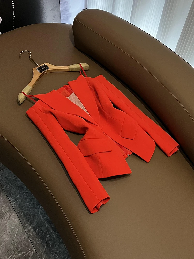 

Faionable Star Design Zipper Ba Tailored Jaet oulder Drape Костюм на одно плечо Jaet Commute Sle Long Sve ort L...