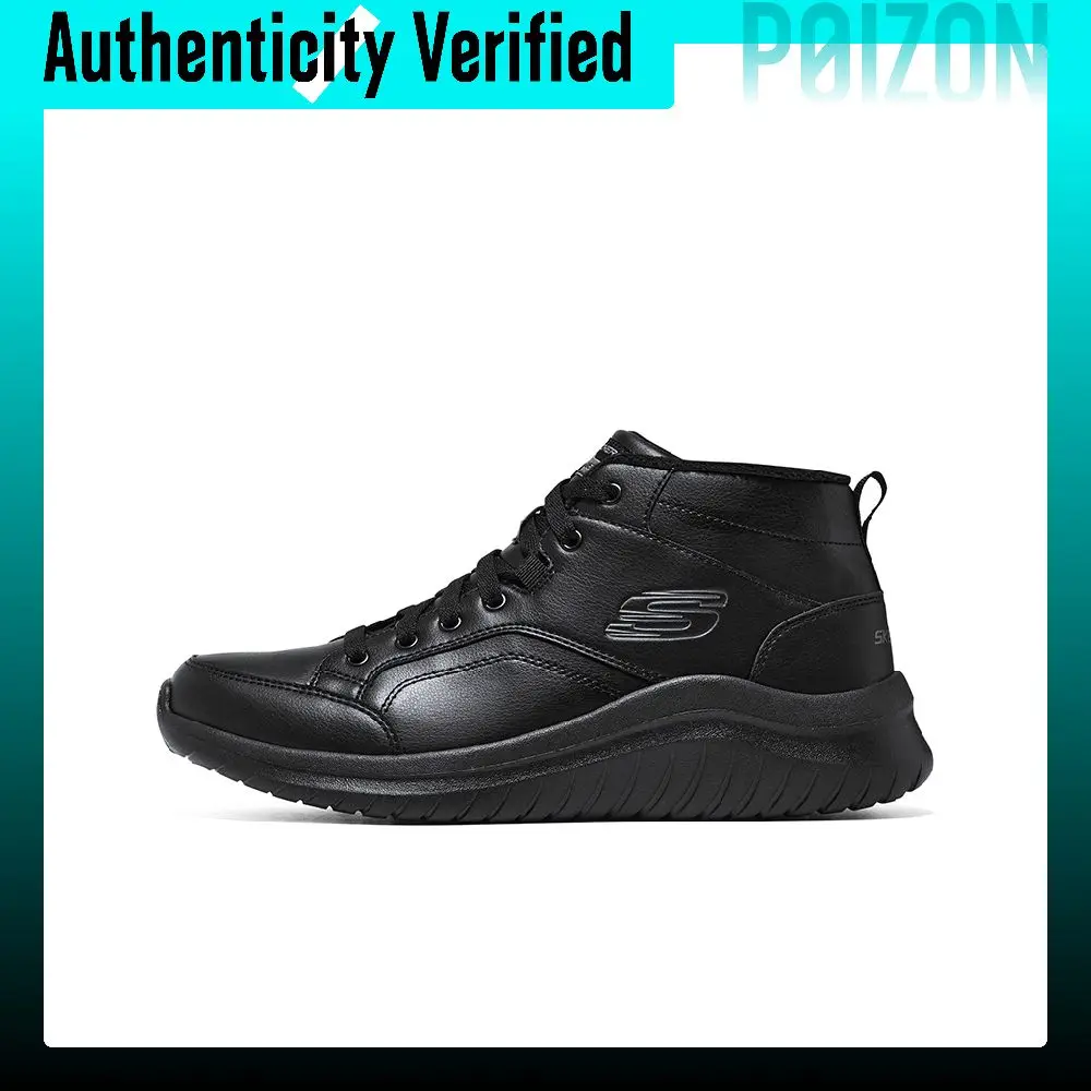 Skechers Ultra Flex 2.0 Textile, Split Cow Leather, Artificial Leather Cushioning Breathable Lightweight Mid top 894273-BBK