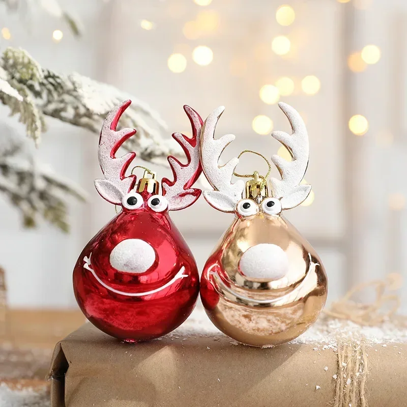 

2Pcs/set Christmas Tree Ornaments Xmas Elk Decorations Ceiling Pendants Hanging Christmas Balls Cute Deer Head Decorations