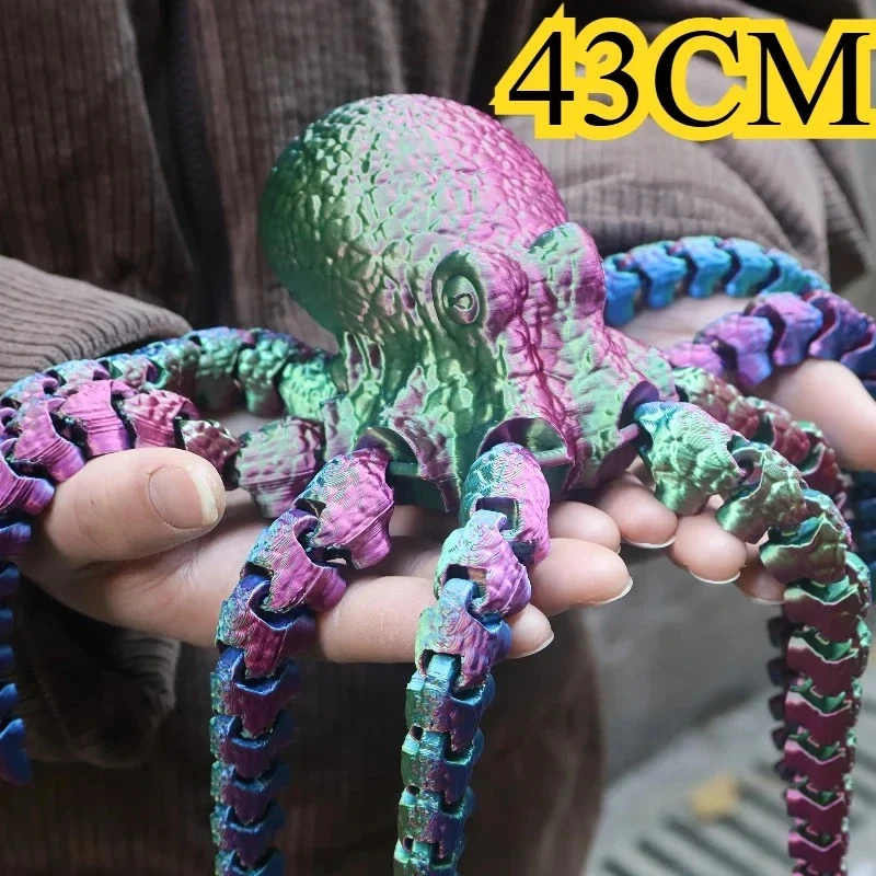 

Яркая 3D-печатная модель осьминога длиной 43 см, разнообразное украшение для гостиной и аксессуары для декора рабочего стола.