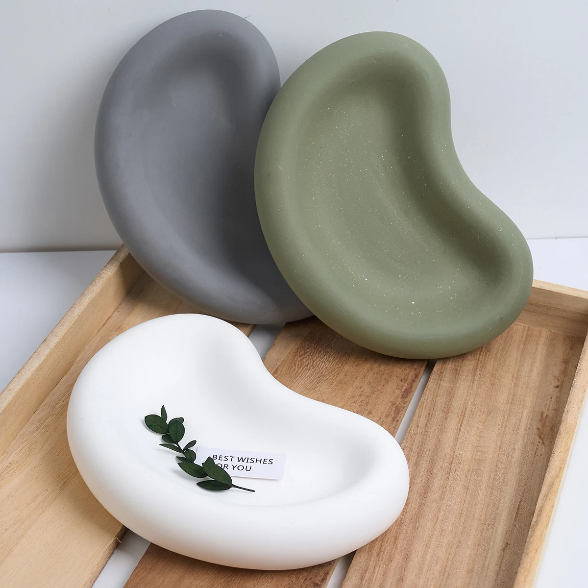 Creative Pea Shape Storage Tray Silicone Mold DIY Handmade Plaster Concrete Resin Jewelry Display Dish Craft Molds Home Decor