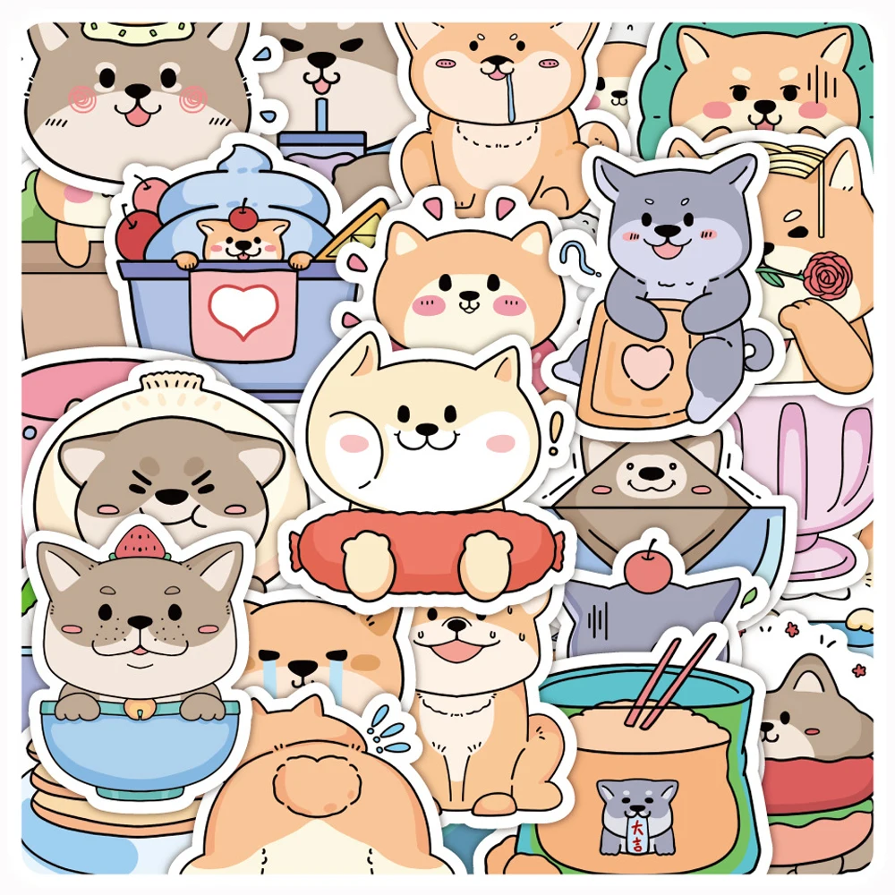 

10/30/60pcs Kawaii Dog Cartoon Stickers Funny Animal Anime Decal Diary Scrapbooking Bike Laptop Aesthetics Sticker for Kid Girls