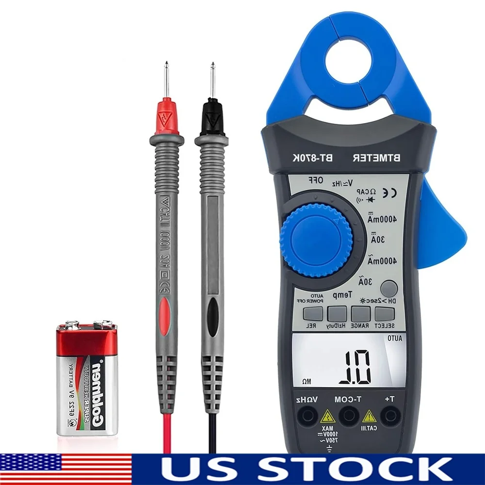 

Clamp Multimeter Digital Voltage Current Meter Auto Range Electric DMM Tester Volt Amp Ohm Hz Temperature Diode Continuity Tool