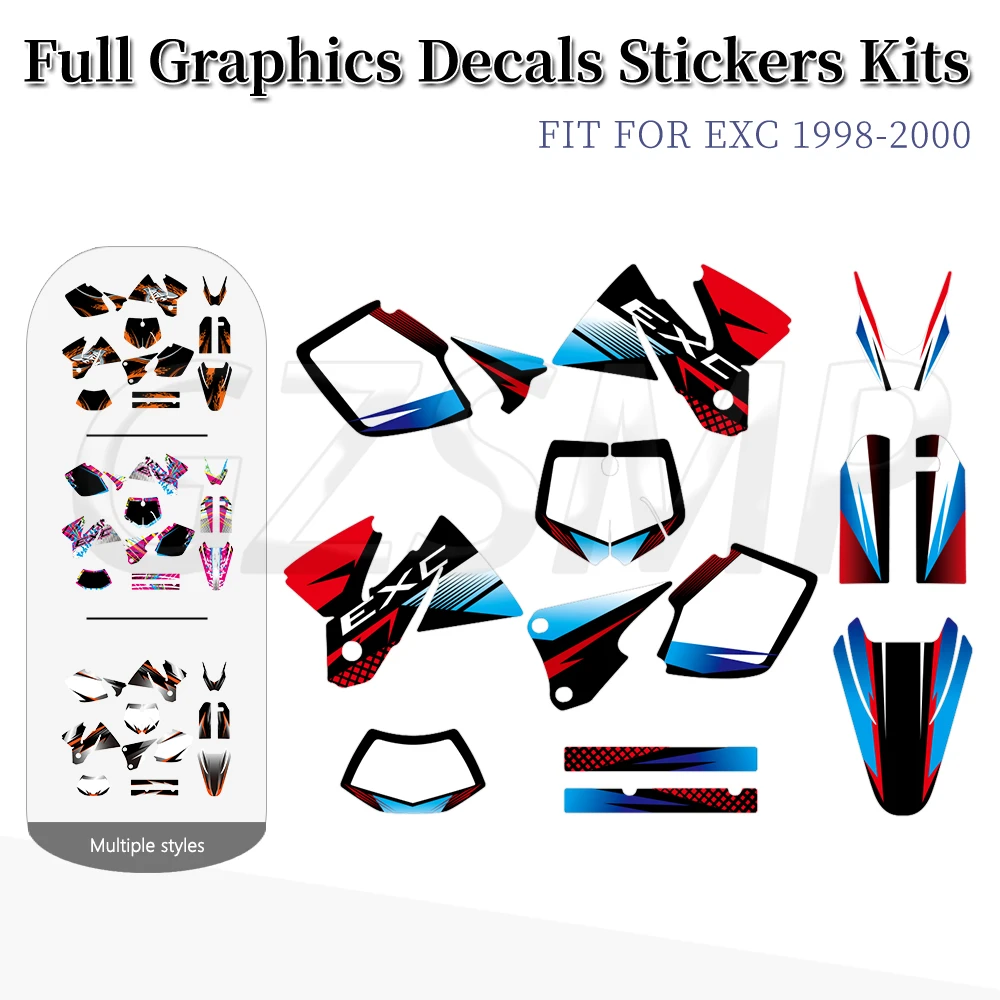 

Fit for 125 200 250 300 380 400 EXC 1998 -2000 Motorcycle Graphics Decal Deco Sticker Background Kits