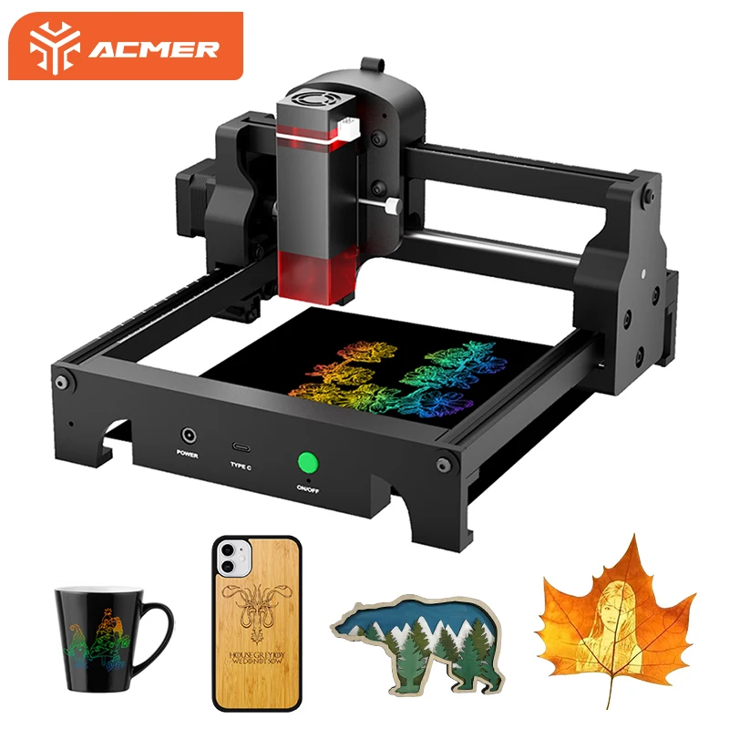 ACMER Portable Laser Engraver S1 3.5W CNC Cutter Woodworking Machines 3500mw Blue Light Mini Laser Engraving Marking Machine