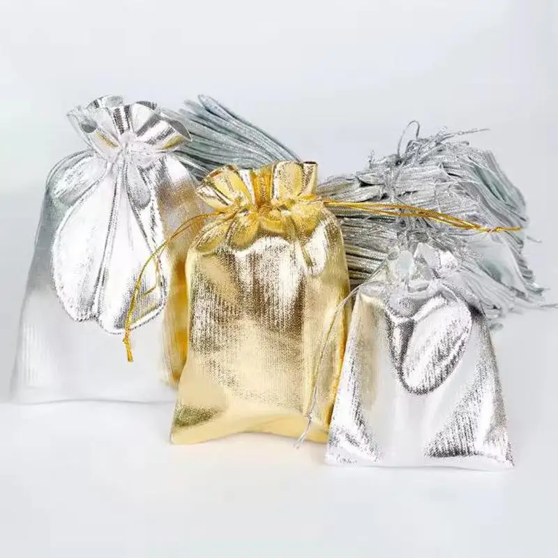 10pcs Jewelry Gift Bags Adjustable Velvet Drawstring Silver Gold Colors for Premium Storage and Presentation