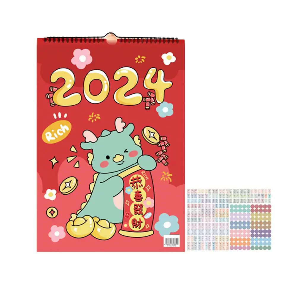 Calendrier de bureau Punch 2024 auto-didacte, nouvel an Dragon, mini calendrier de bureau, Z7x6