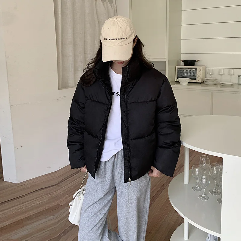 

Женское зимнее хлопковое тюлевое пальто из плотного пуха, свободное повседневное пальто с хлебом, милое пальто из полиэфирного волокна, внутренняя часть, длинное...