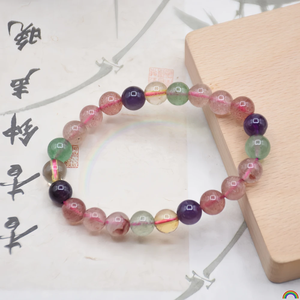 Natural colored strawberry crystal multi treasure bracelet, simple and high-end versatile bracelet  designed by Rwbuy brand