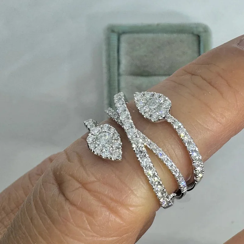 White Translucent Water Droplet Minimalist Cold Feeling Daily Wear Luxury Jewelry New European and American Style Women's Ring