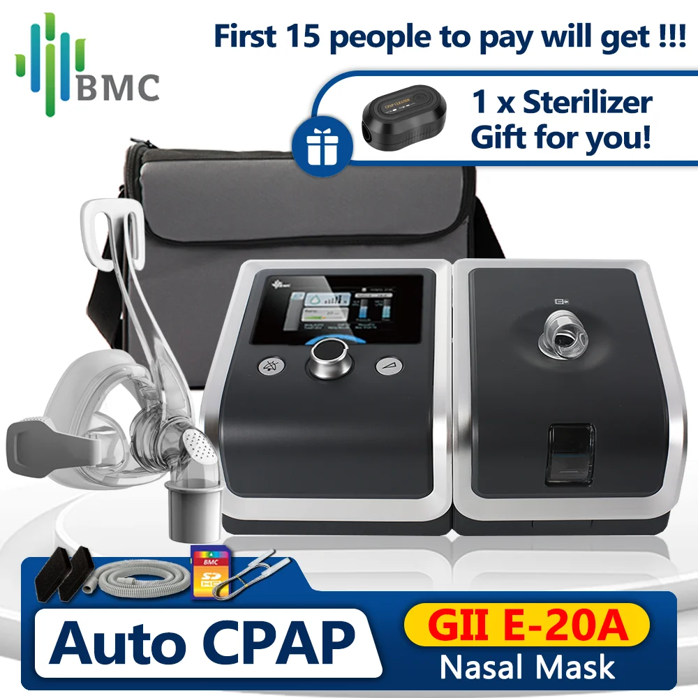 

Auto CPAP BMC GII E-20A RESmart Cpap Sleep Apnea Machine Anti Snoring Devices With Nasal Mask Auto Pressure Smart Software