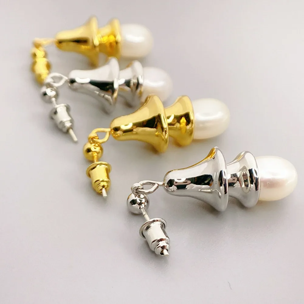 

2026 Autumn Winter New Arrival Personalized Double-layer Hat Design Cultured Pearl Pendant Fashion Earrings for Office Lady