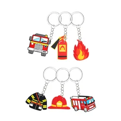 firefighter keychain Fire Extinguisher Alloy Fire engine water sprayer safety hat protective clothing atongue of flame Key Ring