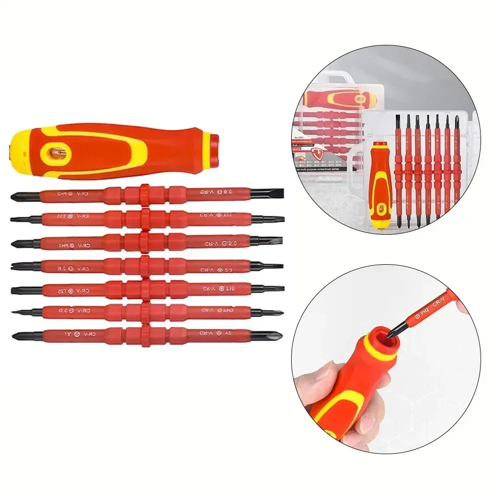 

8 Screwdriver Screw Bit Screwdriver Magnetic Slotted 1 Tools Insulated Head Multi-purpose Cross Hand Set Driver In Electrician