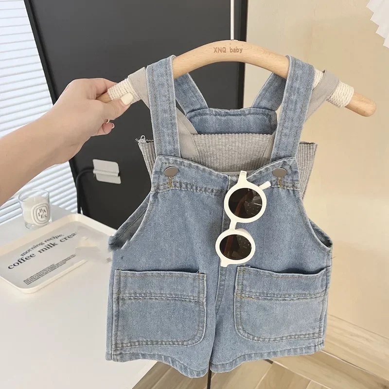 Girls Outfit Sets Summer Vest+jeans Fashion Tops Denim Shorts Children Casual Clothing Suits Toddler Girl Kids Clothes 2pcs 3-7Y