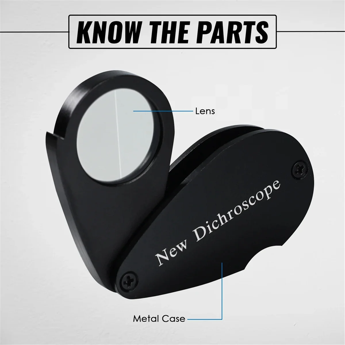 NN89R ใหม่กระเป๋า Dichroscope การทดสอบเครื่องประดับ 21 มม.เส้นผ่านศูนย์กลางเลนส์แสงสีขาวการออกแบบพับได้เลนส์ Dichroscope สําหรับอัญมณี