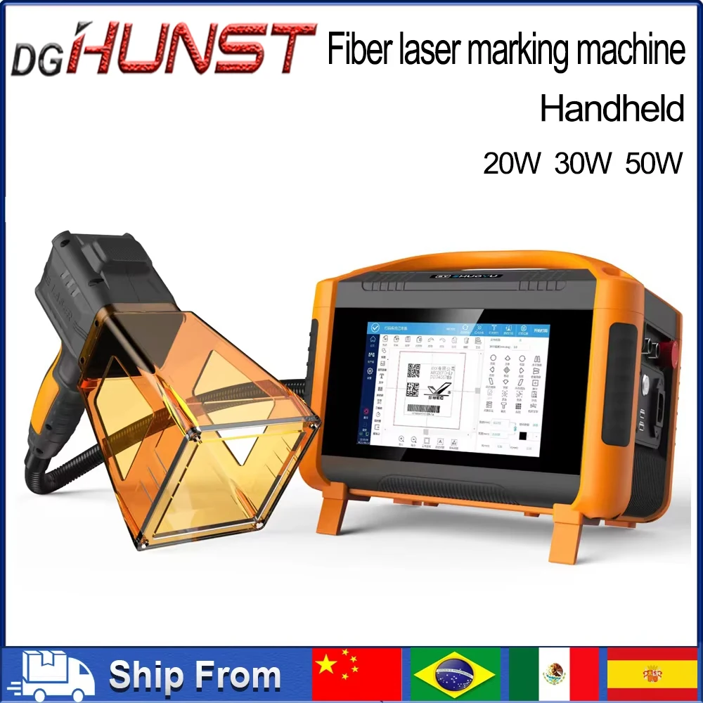 DGHUNST 30W Portable Hand-held Fiber Laser Marking Machine For  Engraving DIY Print Metal Gift LOGO QR BAR Code Word IMage
