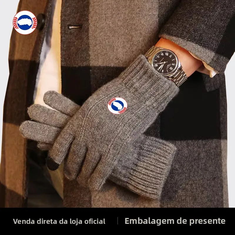 厚みのあるニットタッチスクリーングローブ男性用冬サイクリング暖かいウールカジュアルスタイルカップルグローブフランクグースブランド