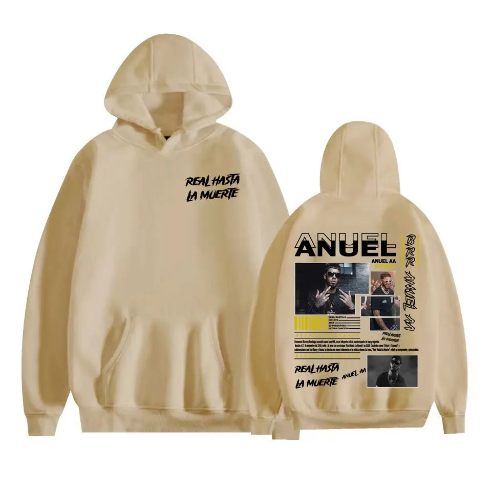 Anuel AA Real Hasta La Muerte Tour 2025 Felpa con cappuccio Uomo Donna Casual in pile Felpa di alta qualità Moda Vintage Felpa con cappuccio Streetwear