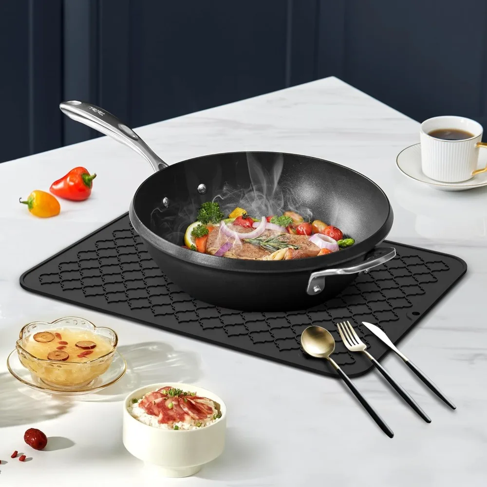 

Silicone Dish Drying Mat Heat-resistant Anti-slip Insulation Pad Hanging Anti-scald Tableware Drain Pad Kitchen Counter