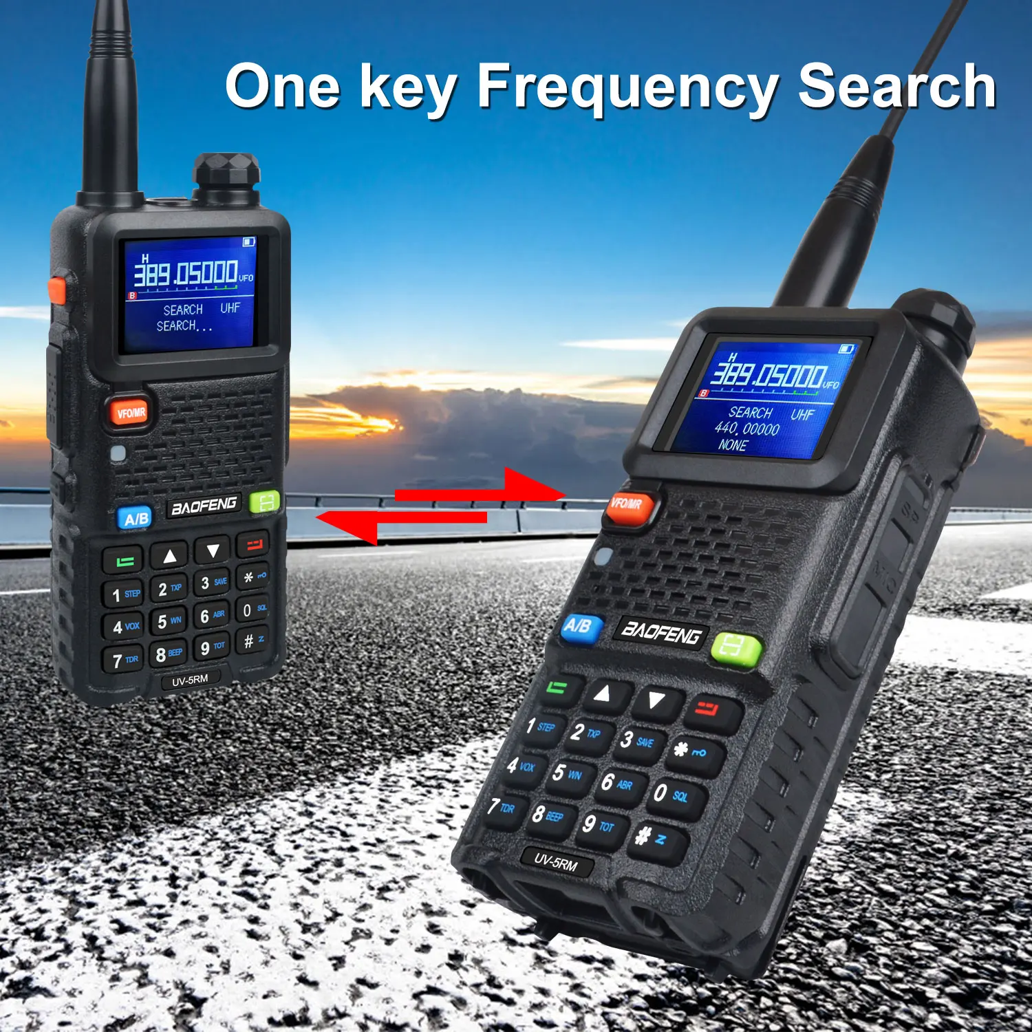 Baofeng UV-5RM 8W 999Ch Air Band FM متعدد الموجات لاسلكي تخاطب مفتاح واحد تردد نسخة تشويش إذاعي Vox Type-C شحن راديو اتجاهين #3