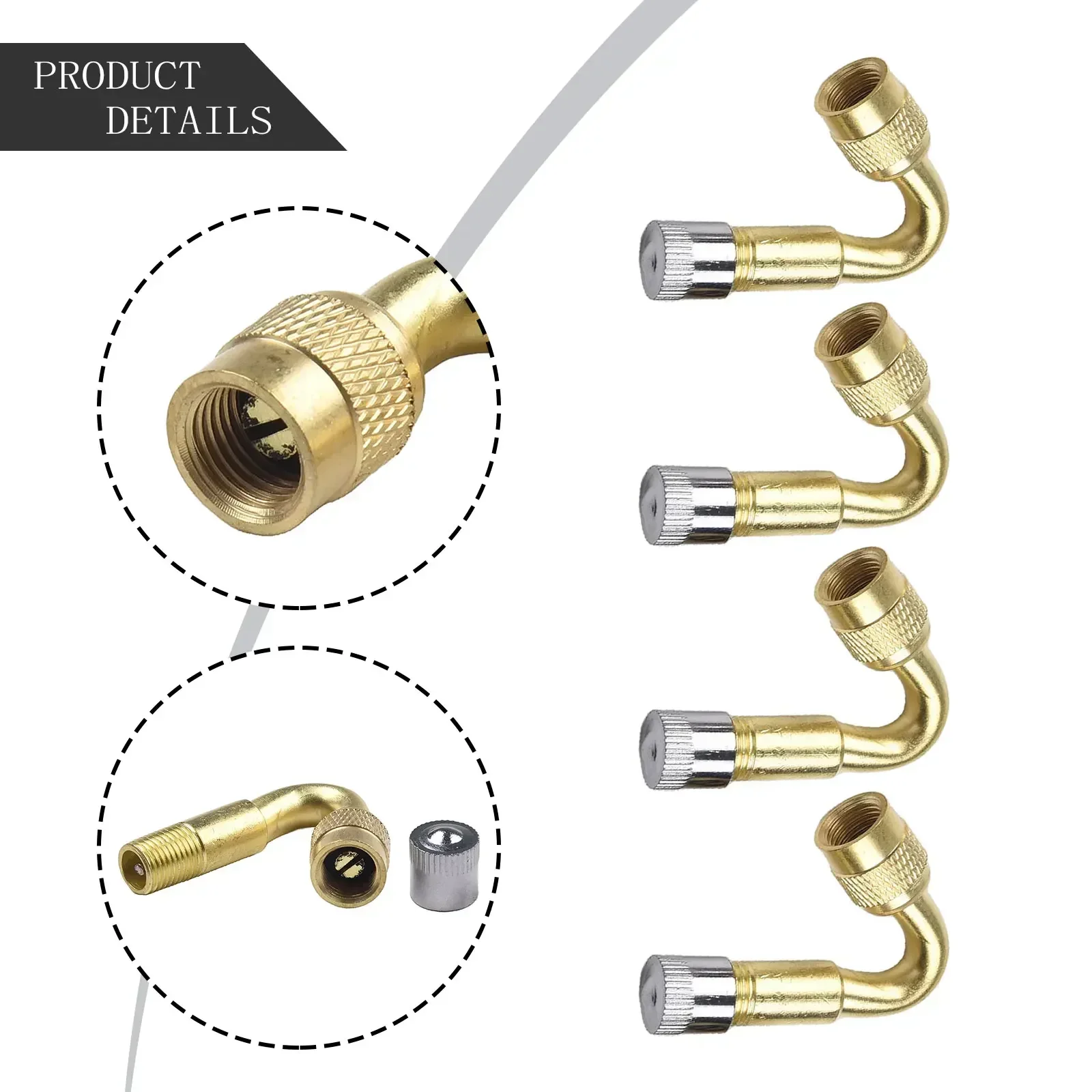 

Car Accessories Valve Stem Extension Valve 3.5cm/1.38 Inch 4 Pieces Copper Gold Tyre Valve Extension Adapter Car