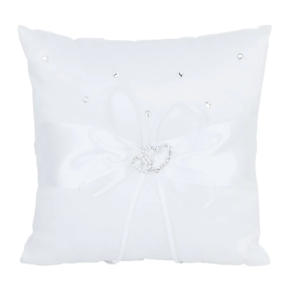 18 *18cm Satin Pillow Cases Pillowcase Double Heart Ring Bearer Barrier Accessories Bride