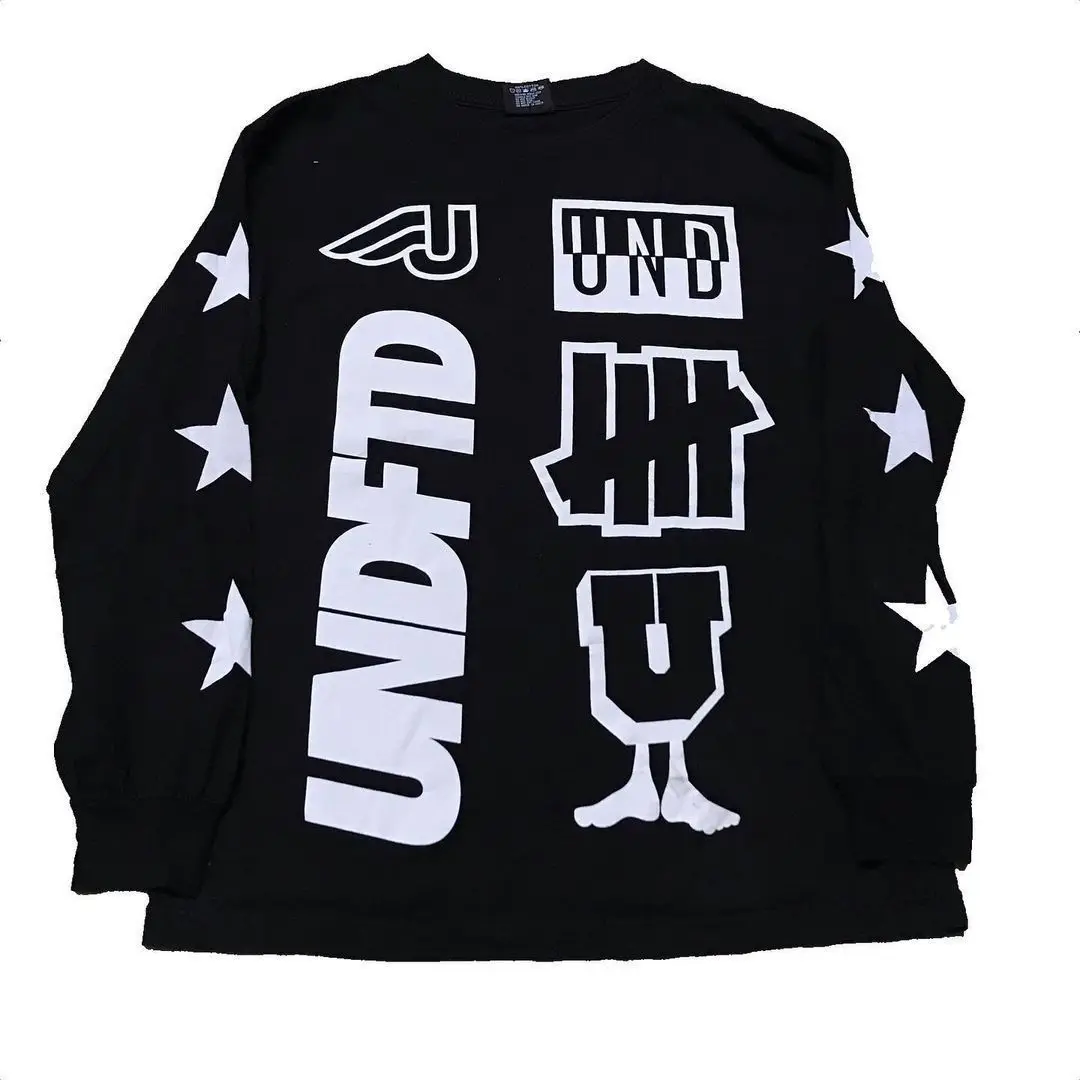 

Винтажная черная футболка с длинными рукавами и надписью «Американское Западное побережье» Y2K, уличная футболка большого размера, женская одежда с круглым вырезом в стиле Харадзюку