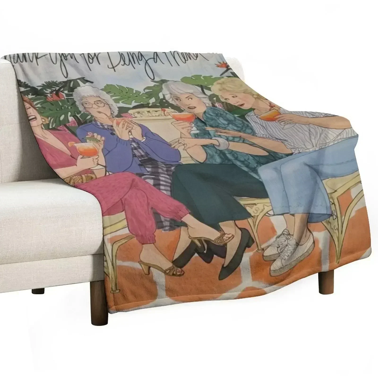 Thank You For Being a Friends Golden Girls Throw Blanket Easy Care Comfortable Blanket for Couch