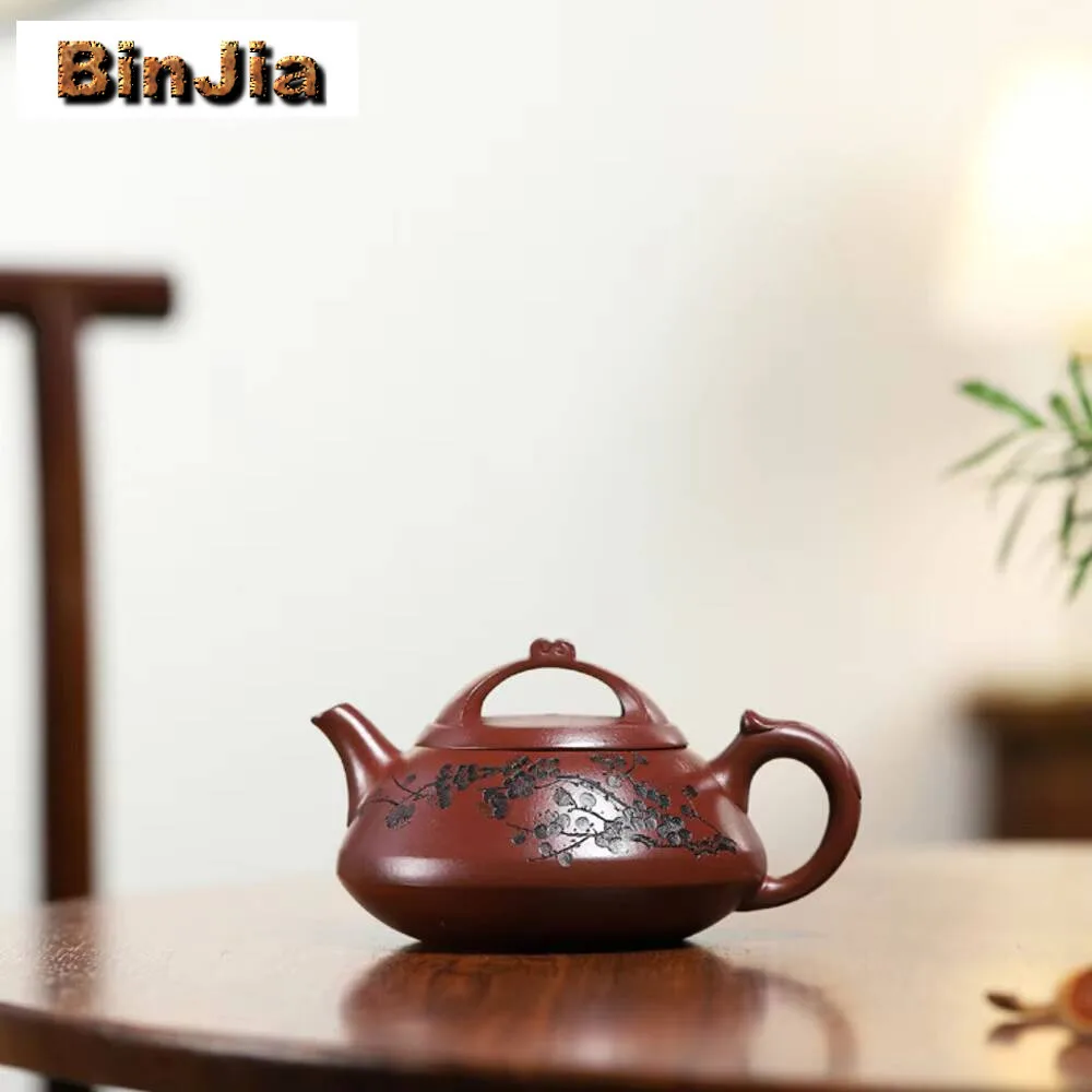 300Ml Yixing Purple Clay Teapot Handmade Stone Scoop Tea Pot Raw Ore Dragon Blood Sand Kettle Chinese Zisha Set Collection