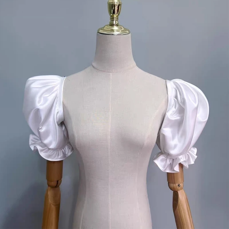 

Seperatel Свадебная куртка с короткими атласными рукавами и рукавами Элегантная рука Ретро со съемными рукавами Съемный рукав